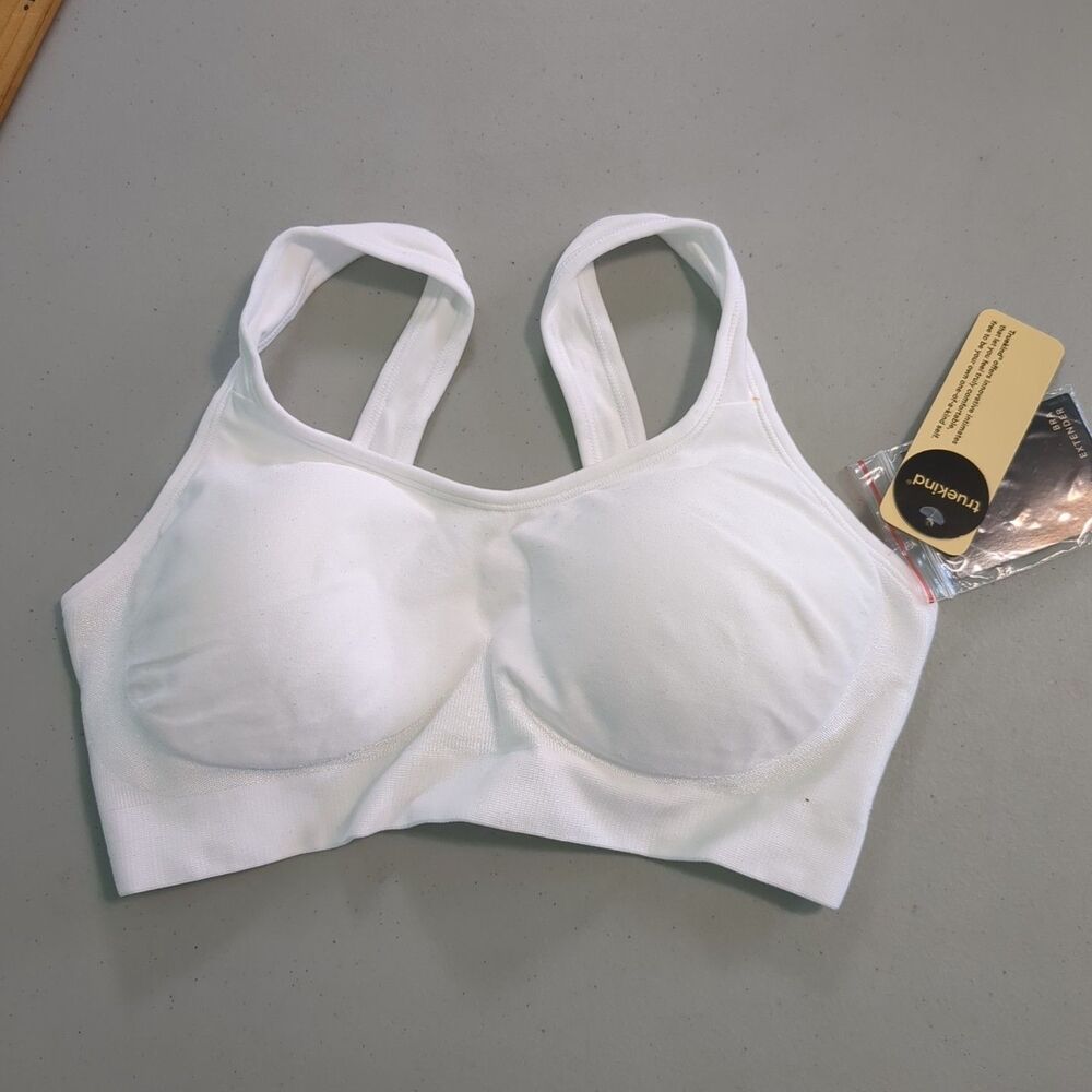 TRUEKIND WOMEN'S DAILY COMFORT WIREFREE SPORTS BRA white small new